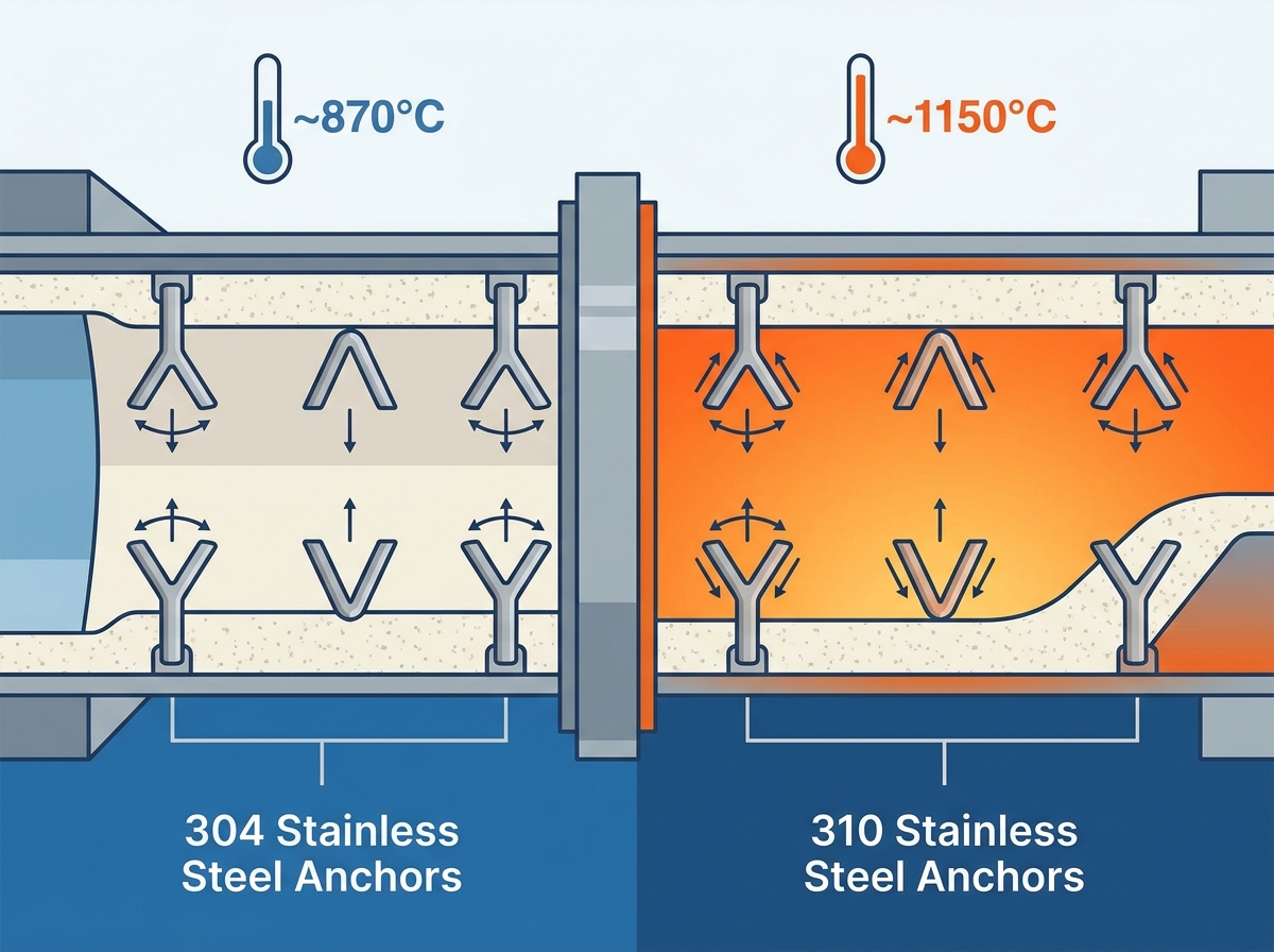 304 vs 310 Stainless Steel Refractory Anchors